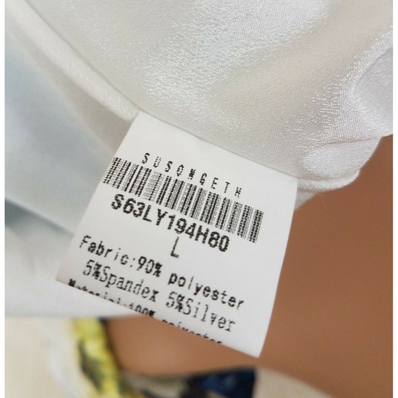 Susongeth Womens Sz Large Dress Long Sleeve Rose Watercolor Fitted Waist Rare L - Picture 7 of 7